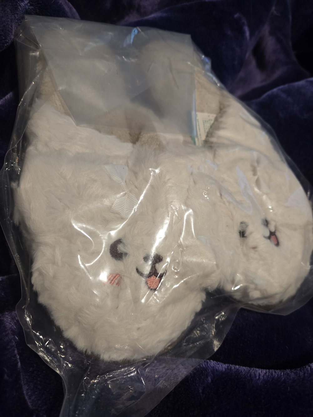 Cute Plush Doggy Slippers in Cream